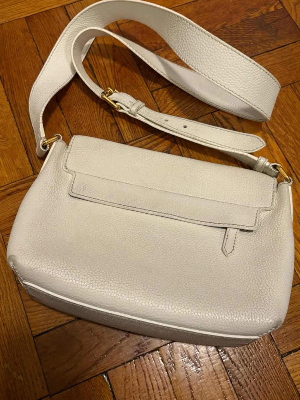 Burberry Cream Leather Flap Crossbody Bag - Picture 5 of 6
